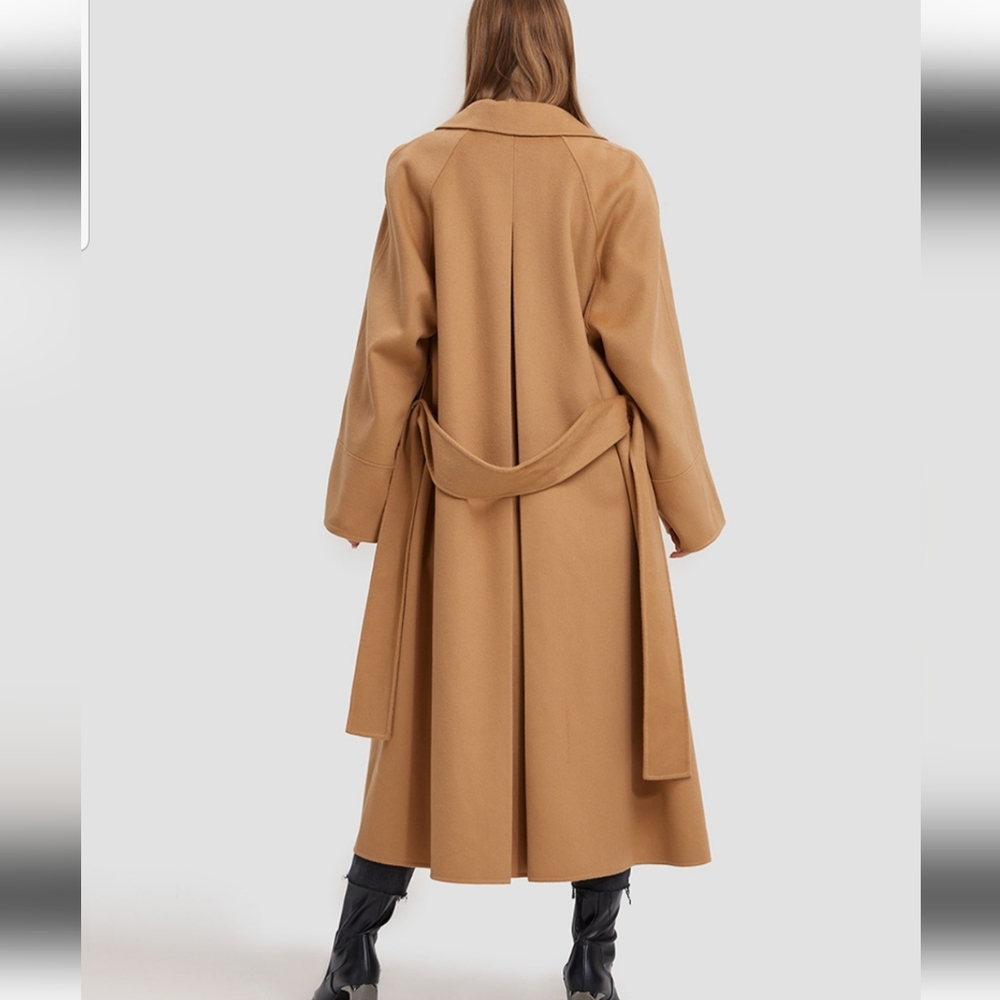 Buttoned 100% Wool Long Coat (Camel) - Lattelier - Picture 3 of 13
